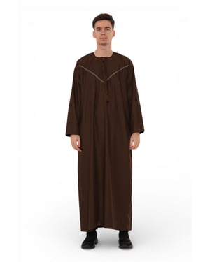 Men's Eid Brown Moroccan Thobe Robe Djellaba Ramadan Eid Jubba- HM10