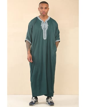 Men's Green Moroccan Thobe Jubba Robe Eid Djellaba Gandoura