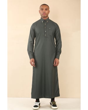 Men's Green Thobe Arab Saudi Emirati Islamic Clothing Jubba Robe
