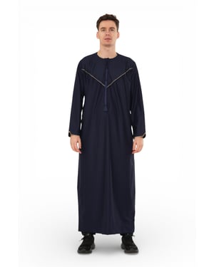 Men's Ramadan Navy Blue Moroccan Jubba Robe Djellaba Eid Thobe - TT-007