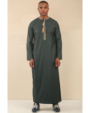 Men's Omani Eid Green Thobe  Saudi Emirati Jubba Robe