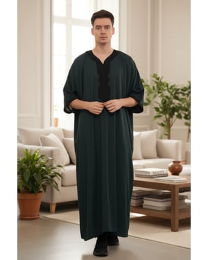 Mens Green Moroccan Thobe Jubba Robe Eid Djellaba Gandoura LFS - HM62