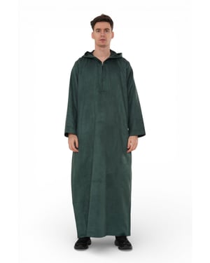 Men's Hooded Eid Green Moroccan Jubba Robe Ramadan Eid Thobe - HM12