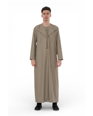 Men's Eid Beige Moroccan Thobe Robe Djellaba Ramadan Eid Jubba- HM10