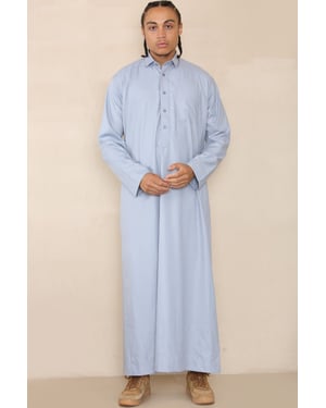 Mens Blue Thobe Jubba Saudi Ramadan Eid Islamic Kaftan Kaudara Arabic Jubbah
