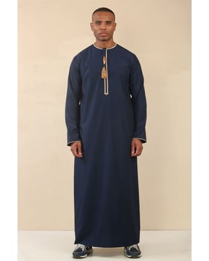 Men's Omani Eid Blue Thobe  Saudi Emirati Jubba Robe