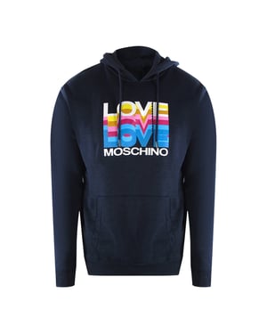 Love Moschino Multi Logo Navy Blue Hoodie