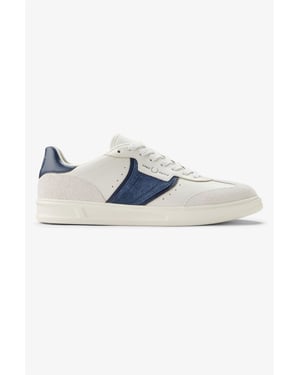 Fred Perry B4 Textured Leather/Suede Men's Porcelain/Blue Trainers