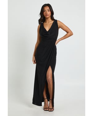 Petite Slinky Ruched Wrap Maxi Dress