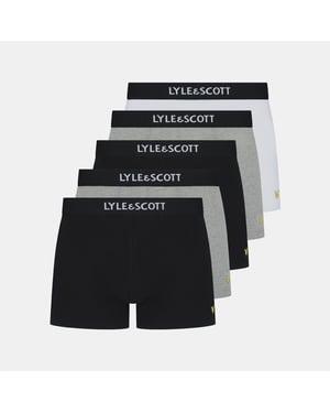 Men's Lyle And Scott Henrick 5 Pack Boxer Shorts in Black