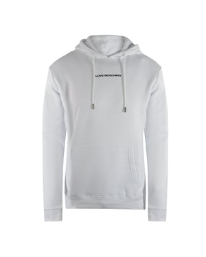 Love Moschino Plain Logo White Hoodie