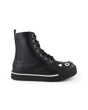 TUK Kitty zwarte combat sneakerlaarzen van imitatieleer voor dames - A6570L