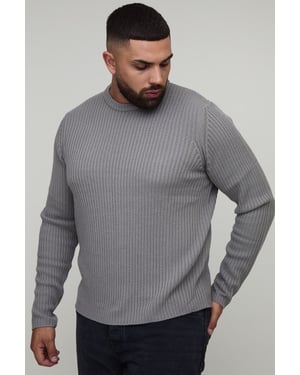 Plus Basic Regular Fit Ribbed Knitted Jumper