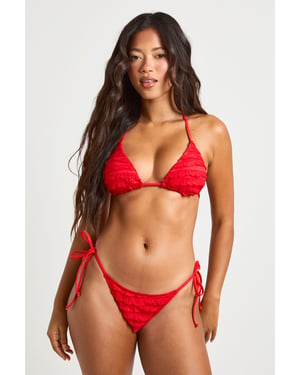 Ruffle Detail Triangle Bikini Top & Tie Side Bikini Bottom Set