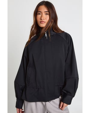 Cinched Waist Funnel Neck Jacket