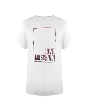 Love Moschino Shiny Box Logo White T-shirt
