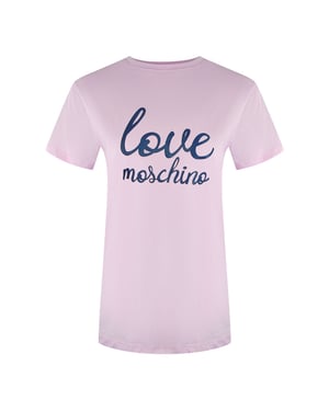 Love Moschino Logo In Cursief Roze T-shirt