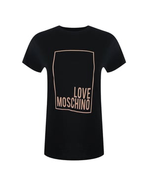 Love Moschino Pink Box Logo Black T-shirt