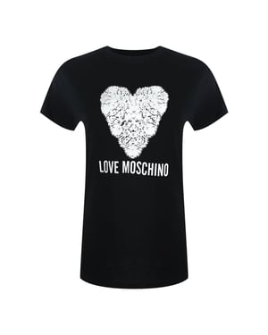 Love Moschino Svart T-shirt Med Hjärtmönster