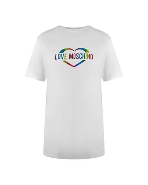 Love Moschino Multi Coloured Heart Logo White T-shirt