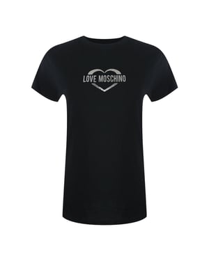 Love Moschino Shiny Heart Logo Zwart T-shirt