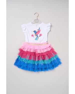 Sequin Embroidery Hummingbird Tutu Dress