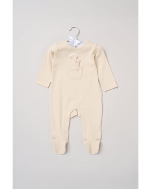 Newborn Sleepsuit with Appliqué Bear with Cloud Pocket