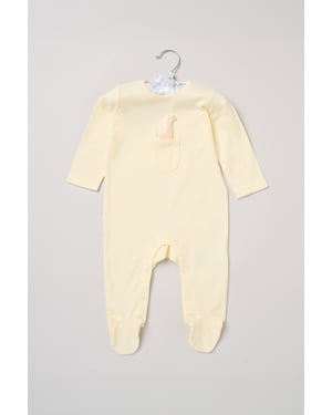 Newborn Sleepsuit with Appliqué Giraffe Pocket
