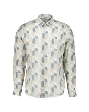 Eton Geometric print linen shirt lange mouw overhemden 100014843