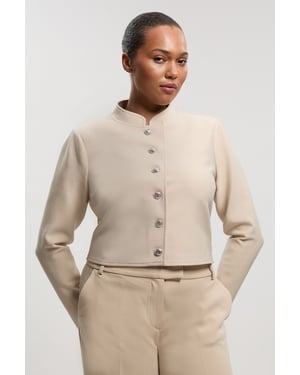 Plus Size Figure Form Bandage Cropped Button Up Knit Jacket