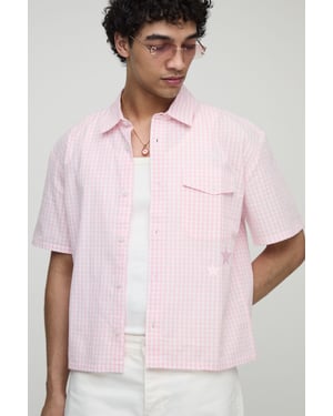 Boxy Pocket Detail Micro Check Shirt