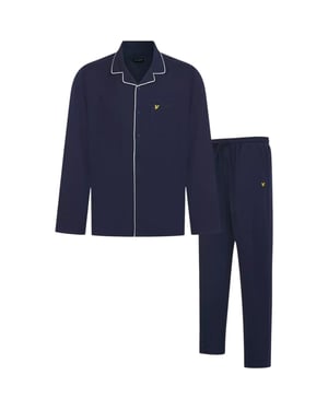 Lyle & Scott Mens Bellingham Check Navy Pyjama Set Cotton Regalur fit