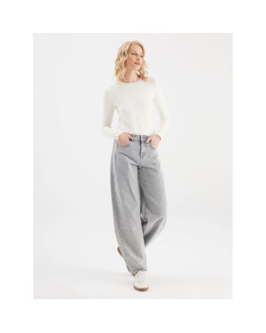 Cup of Joe Mid waist balloon jeans; %100 co; 317 grey denim