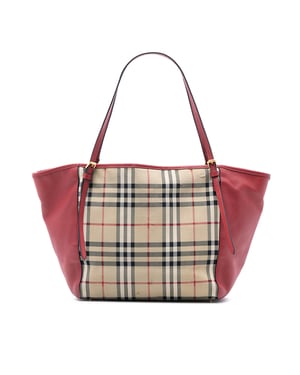 Tweedehands Kleine Haymarket Ruit Canvas en Leer Canterbury Tote