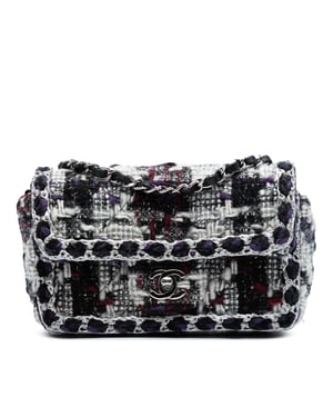 Pre-owned Mini Rectangular Quilted Tweed Single Flap