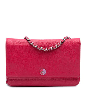 Pre-owned Caviar Bicolor Cc Wallet On Chain