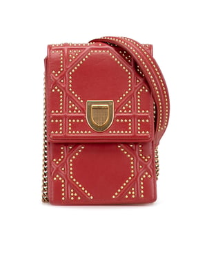 Tweedehands Studded Lamsleer Verticale Diorama Crossbody