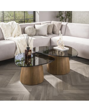 Hoyz salontafel tinto driehoekig set van 2 brons glas
