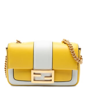 Pre-owned Mini Bicolor Nappa Apolo Chain Baguette Schoudertas