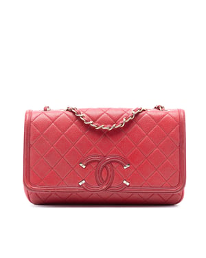 Pre-owned Medium Quilted Caviar Cc Filigree Flap