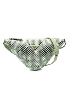 Pre-owned Satin Crystal Embellished Triangle Pouch