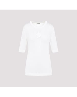 Ss Cn T-shirt met Bloem Haakwerk