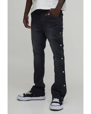Popper Side Stretch Slim Flared Jeans