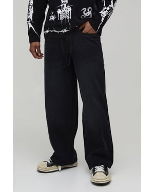 Drawcord Stonewash Baggy Fit Jeans