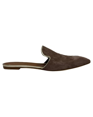 Malone Souliers Marianne Pointed-Toe Flat Mules in Brown Suede