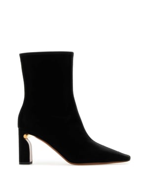 Black Fabric Ankle Boots