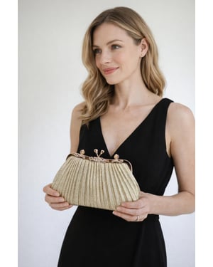 Glitter Metallic Fibre Clutch Bag
