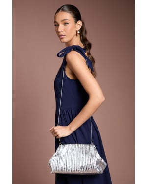 Oak Metallic Ruched Clutch Bag