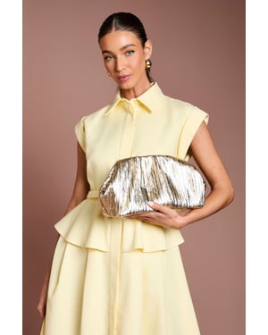 Oak Metallic Ruched Clutch Bag