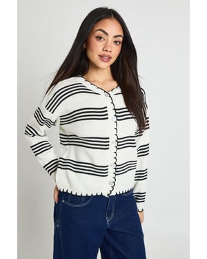 Blanket Stitch Stripe Knit Cardigan